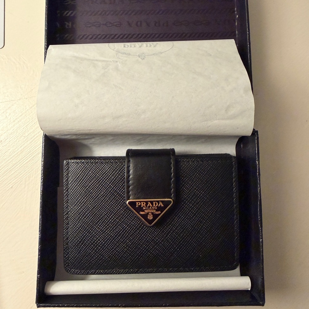 Prada Saffiano and smooth leather card holder
